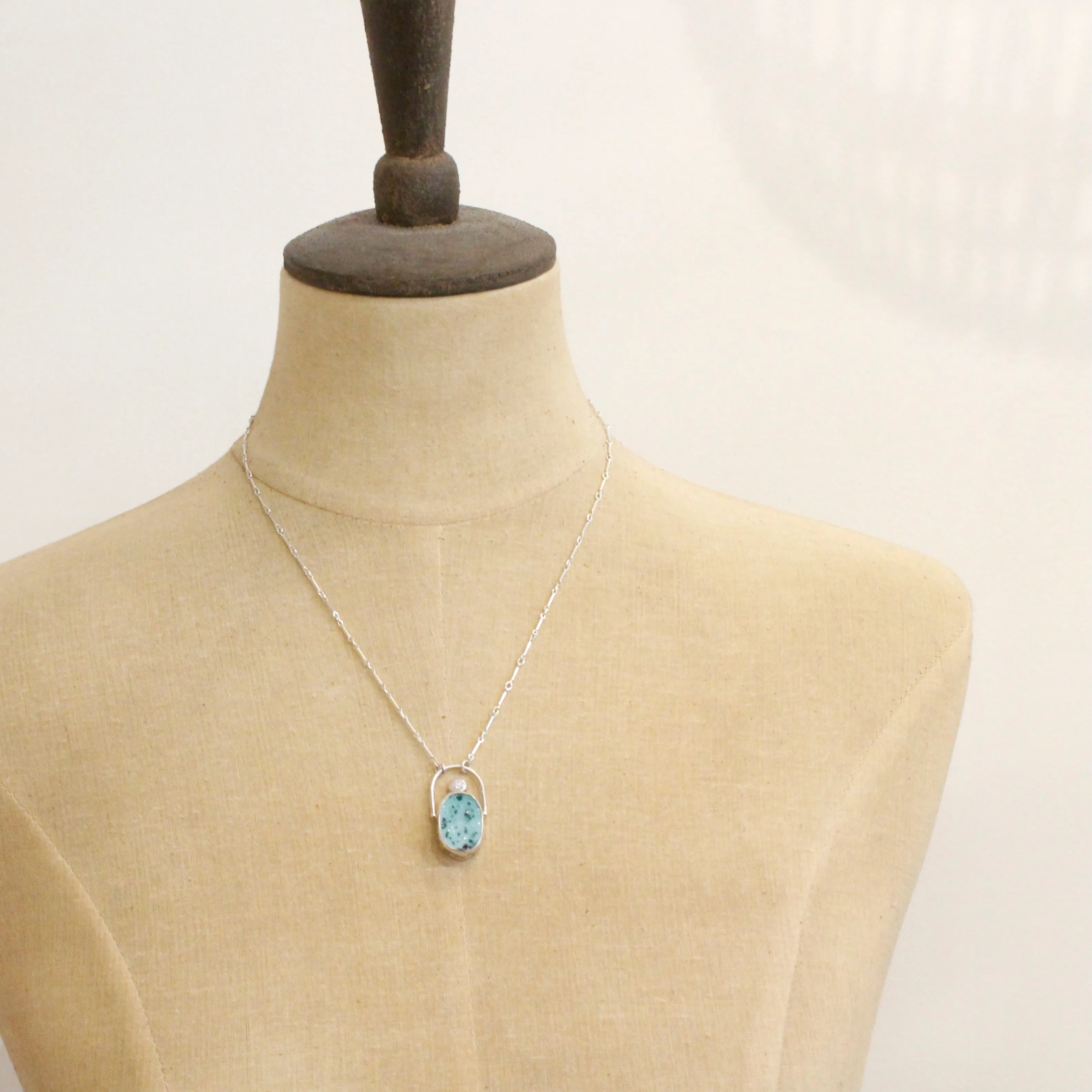 Rare Gem Silica Druzy & CZ Necklace