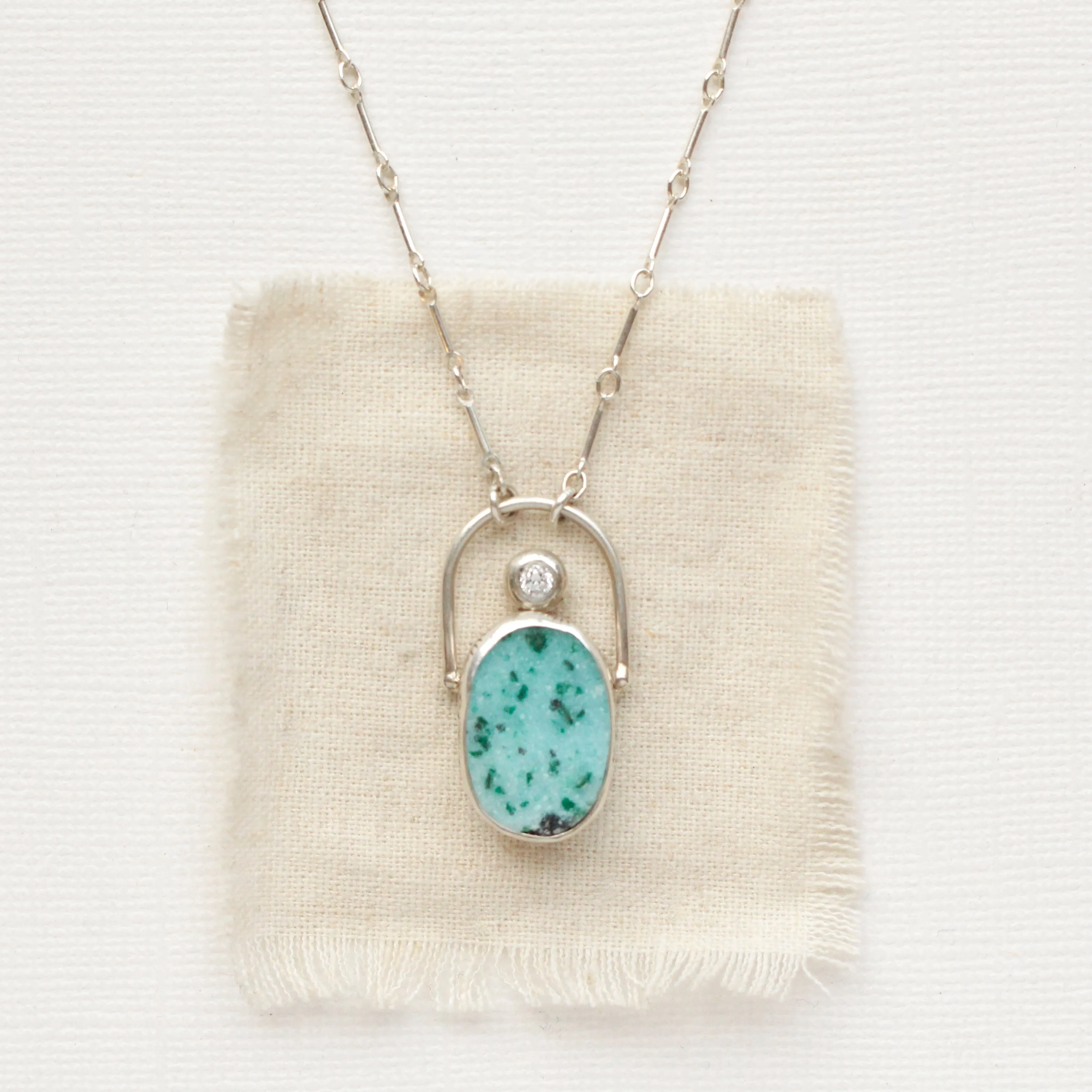 Rare Gem Silica Druzy & CZ Necklace