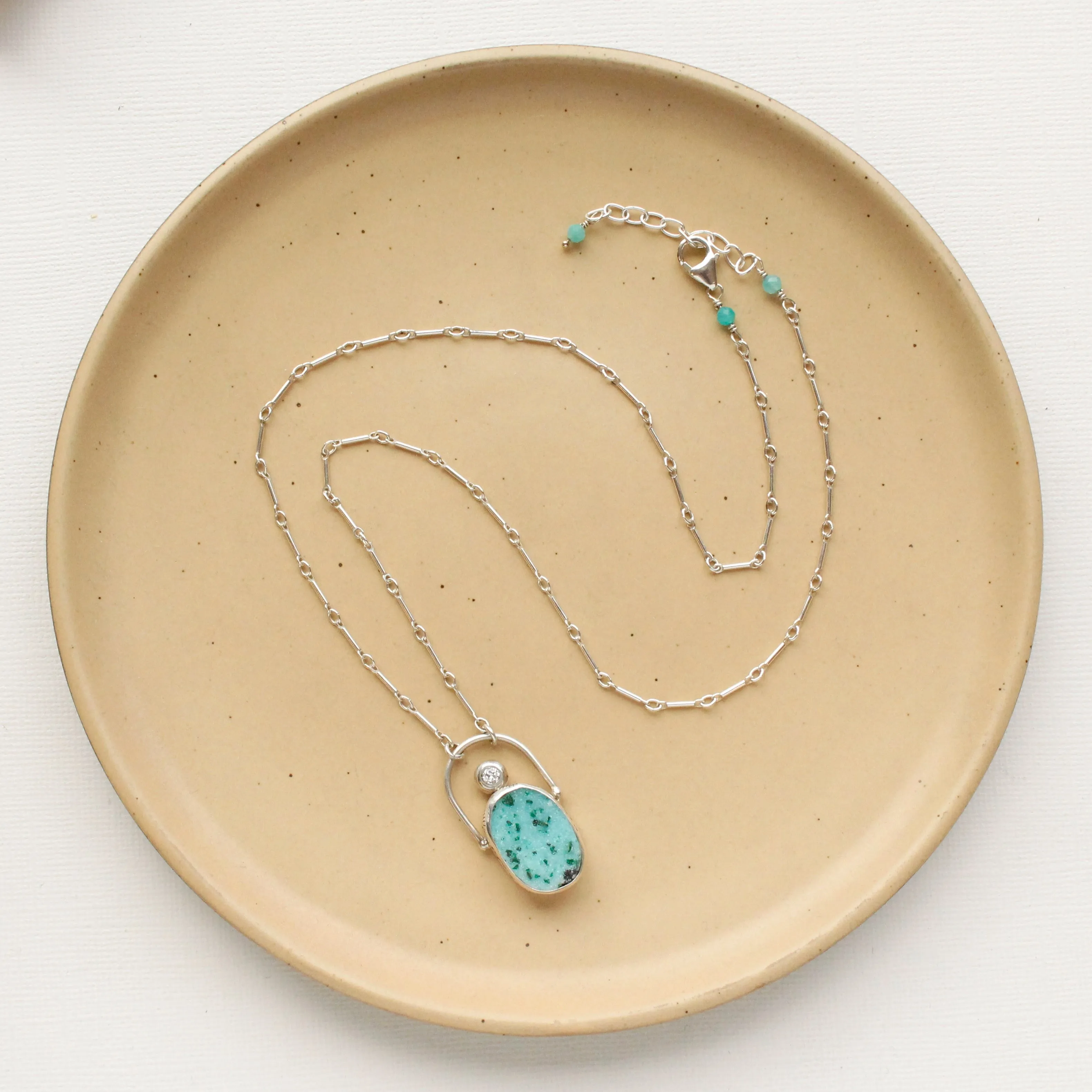 Rare Gem Silica Druzy & CZ Necklace