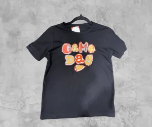 READY TO SHIP - Torn Game Day Letters Black Tee (FINAL SALE)