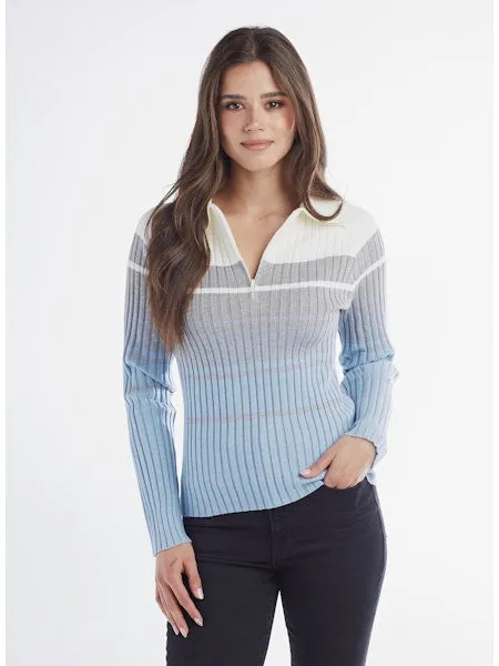 Red Haute Half Zip Top in Light Blue