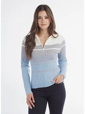 Red Haute Half Zip Top in Light Blue