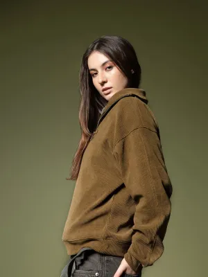 Ribbed quarter-zip sweatshirt