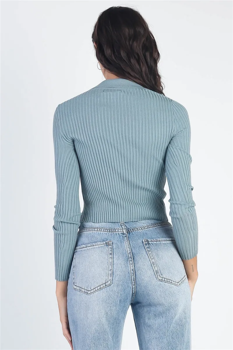 Ribbed Zip Up Sweater