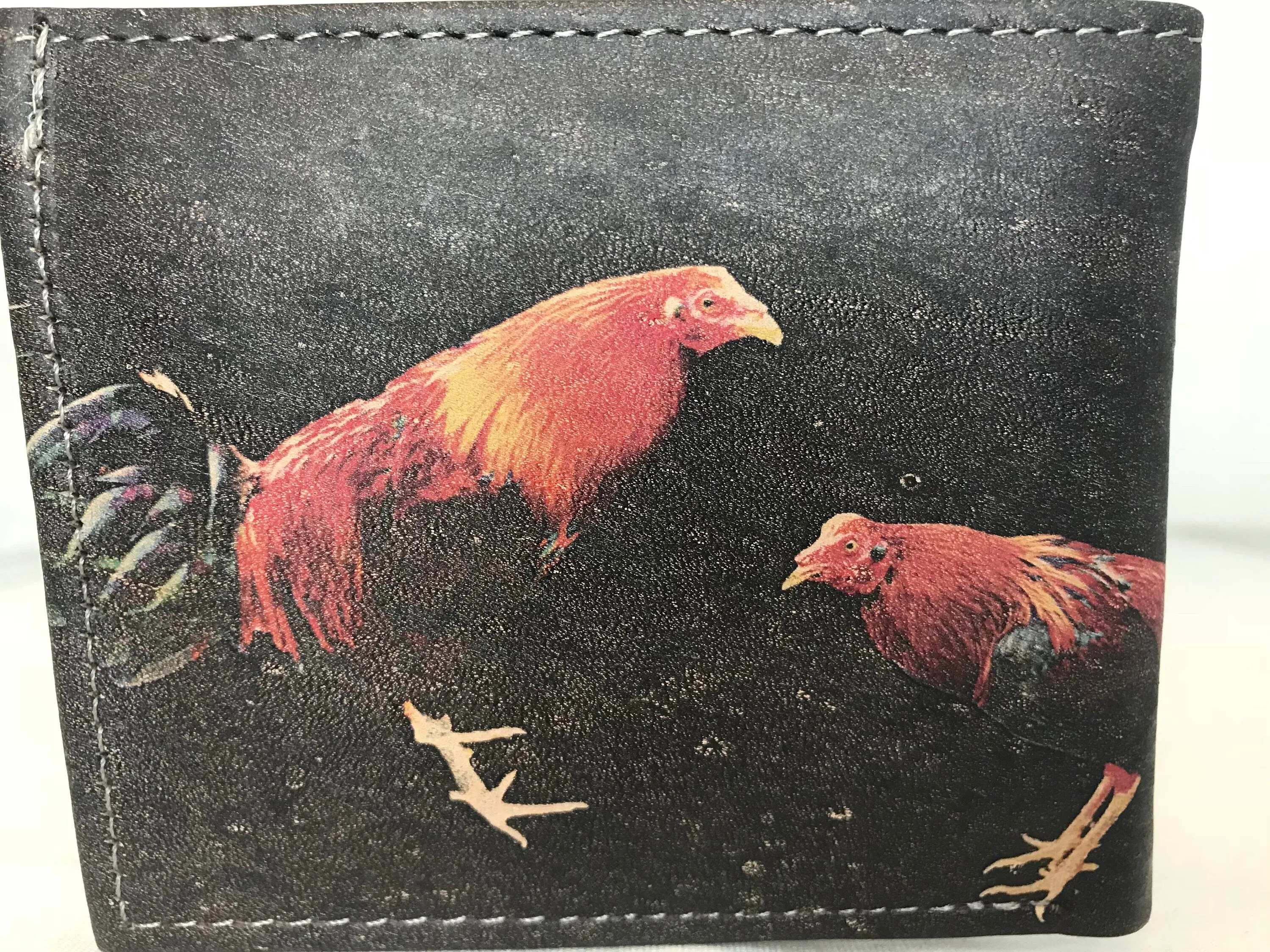 ROOSTER LEATHER WALLET laser printed bi-fold gallos wallet