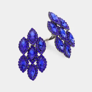 Royal Blue Marquise Stone Clip On Pageant Earrings | Prom Earrings | 620009