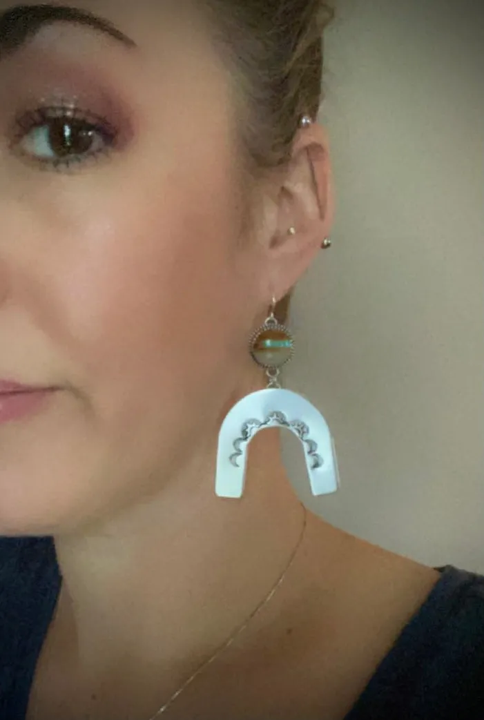 Royston Ribbon Hand Stamped Arch Earrings