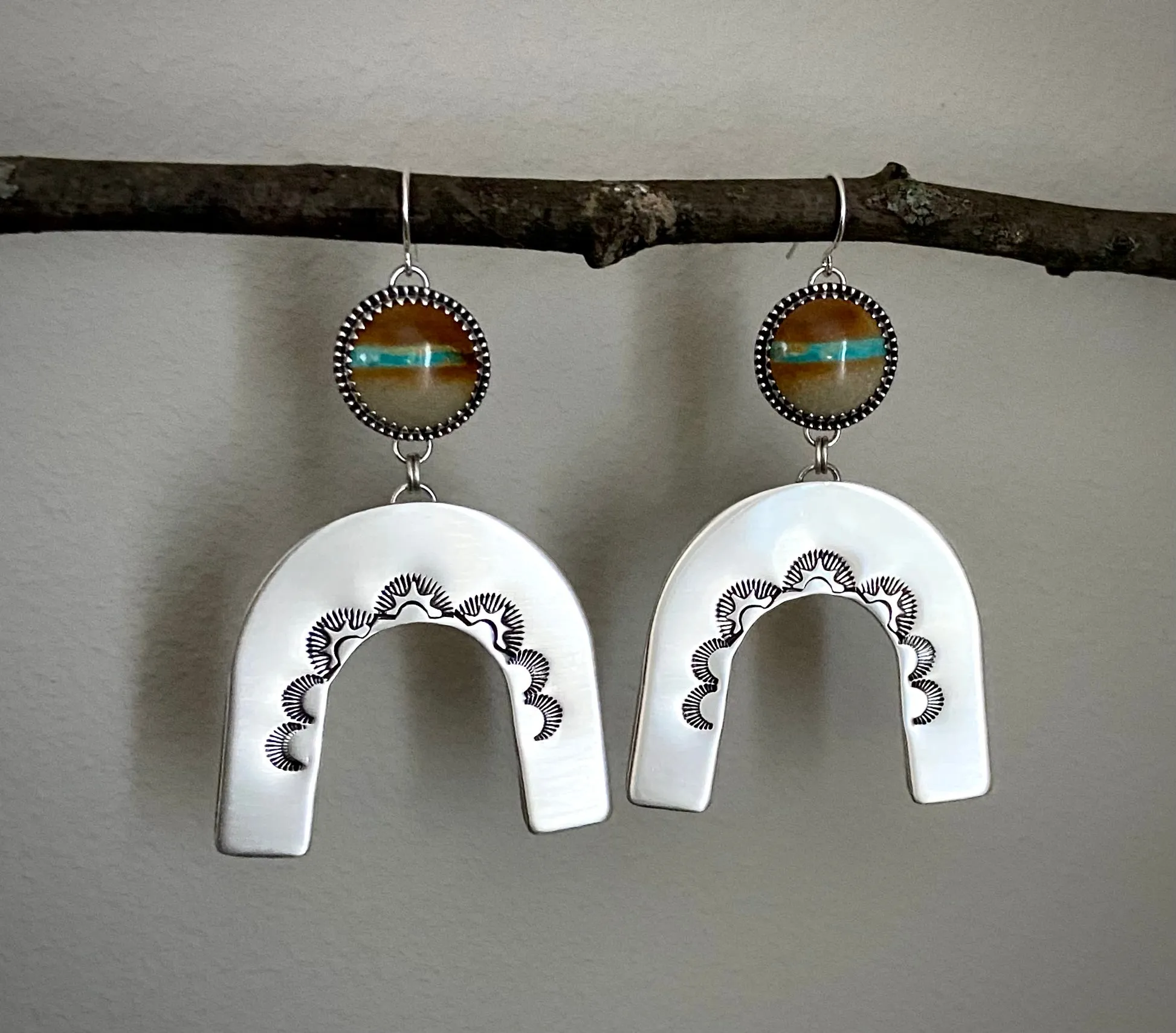 Royston Ribbon Hand Stamped Arch Earrings