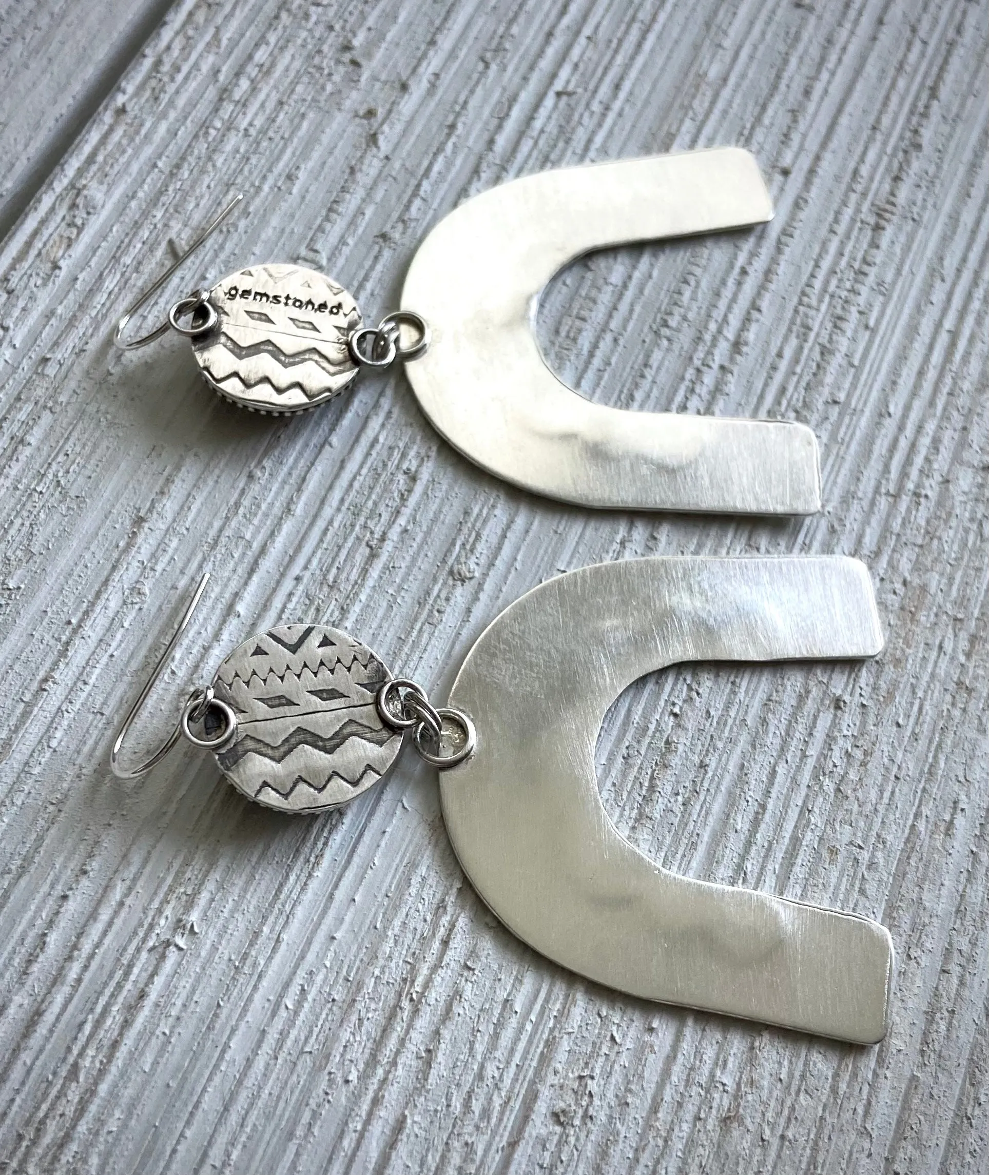 Royston Ribbon Hand Stamped Arch Earrings