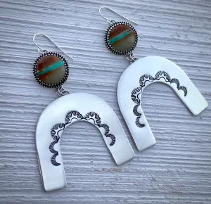 Royston Ribbon Hand Stamped Arch Earrings