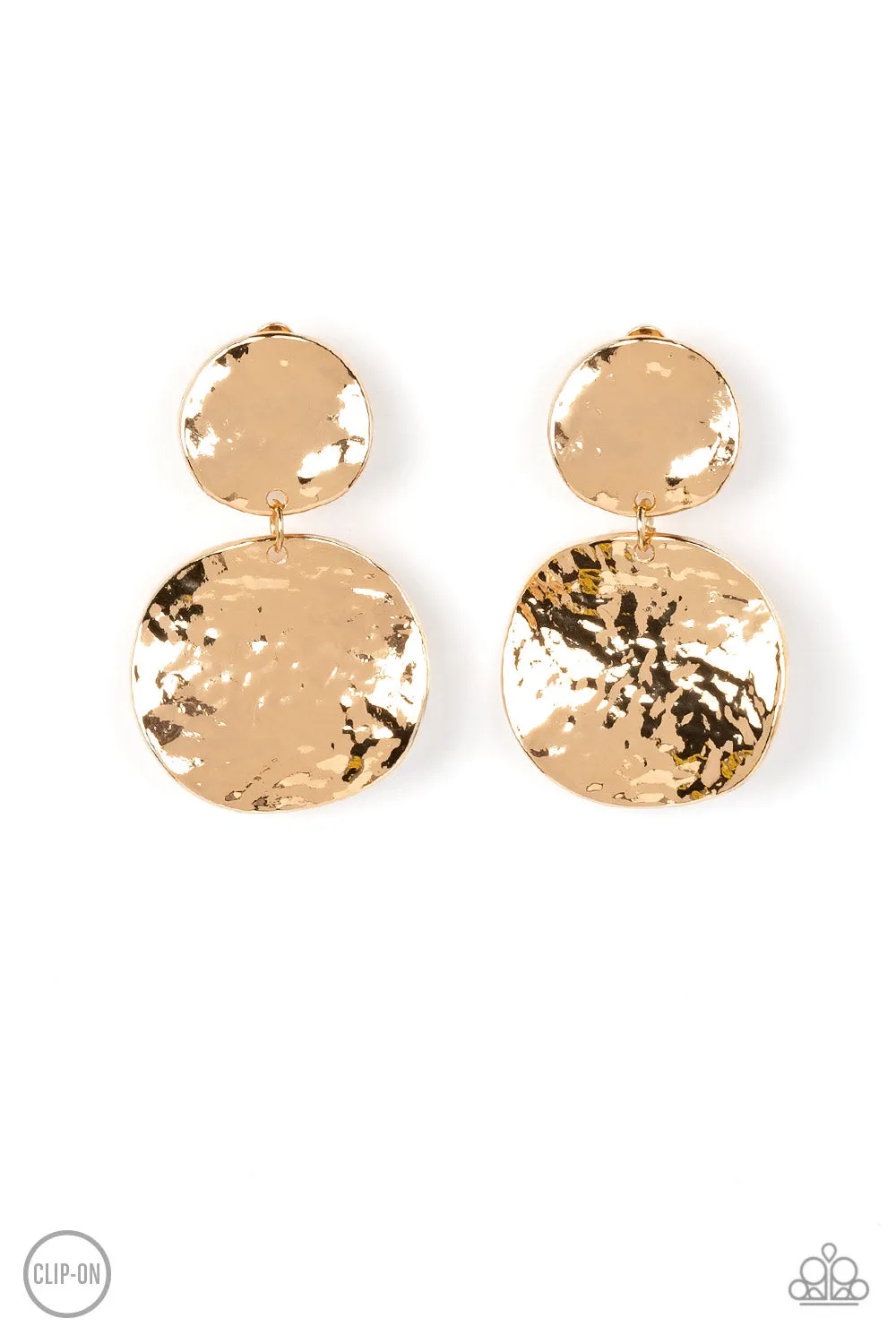 Rush Hour - Gold Clip-On Earring