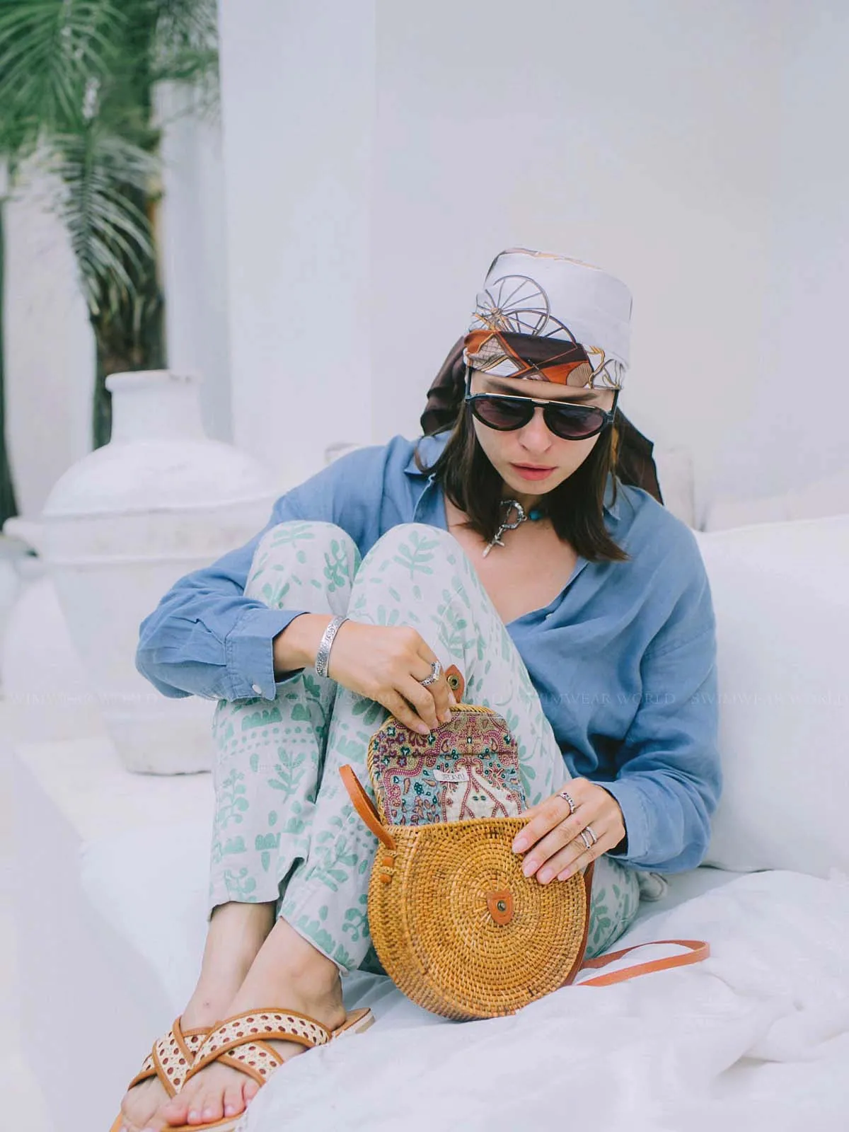 Safiya Rattan Saddle Bag ::RET