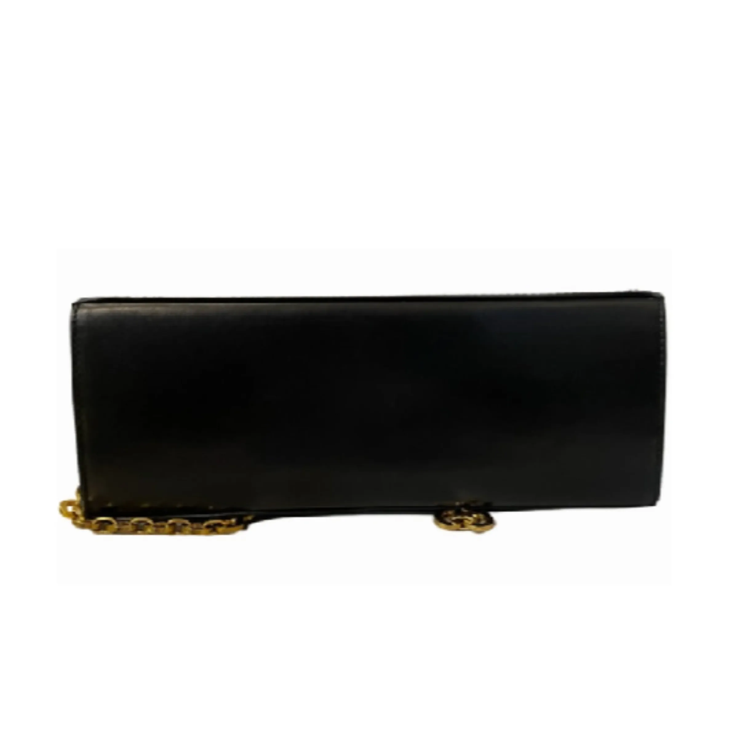 SALVATORE FERRAGAMO Black Leather Vintage Gancini Chain Shoulder Bag