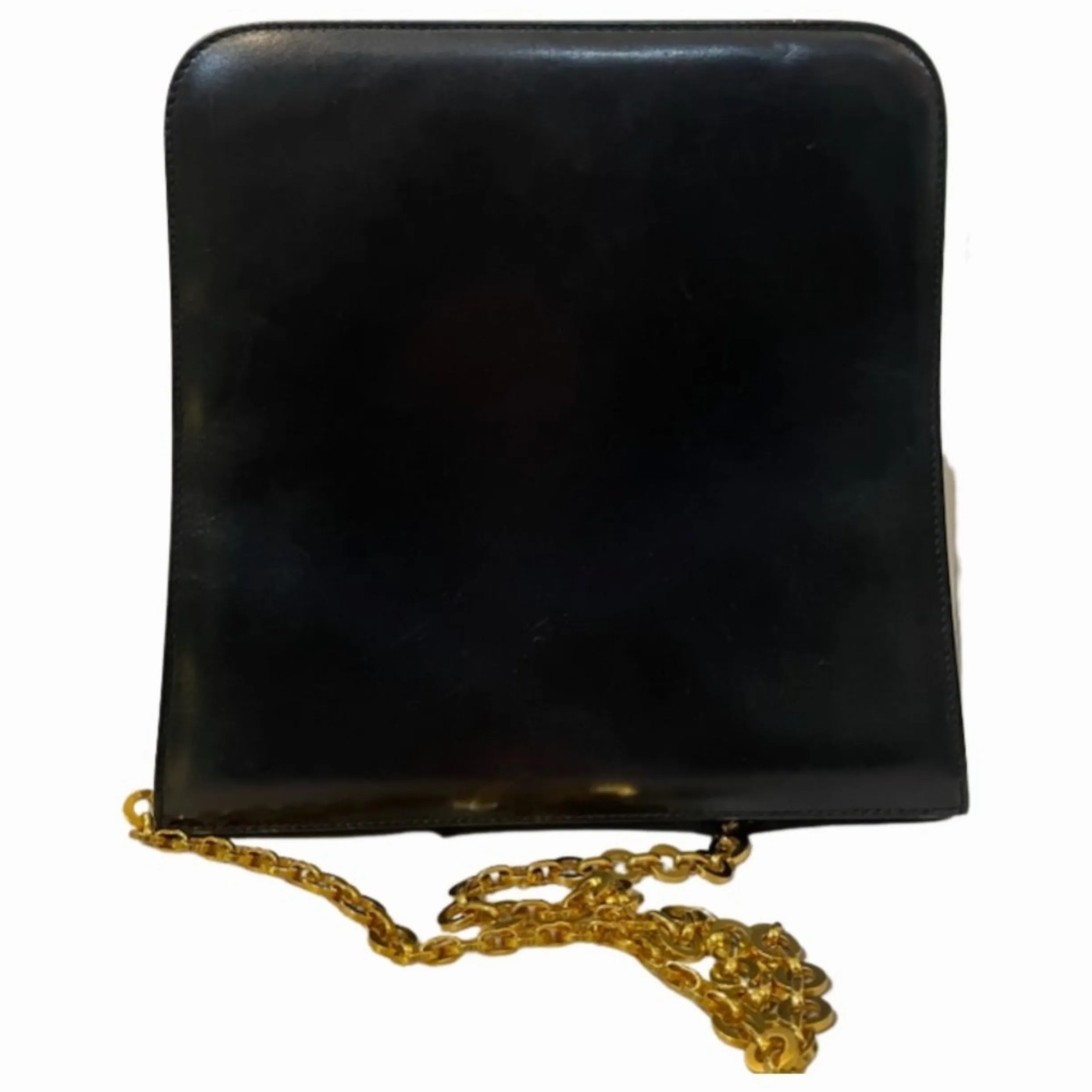 SALVATORE FERRAGAMO Black Leather Vintage Gancini Chain Shoulder Bag