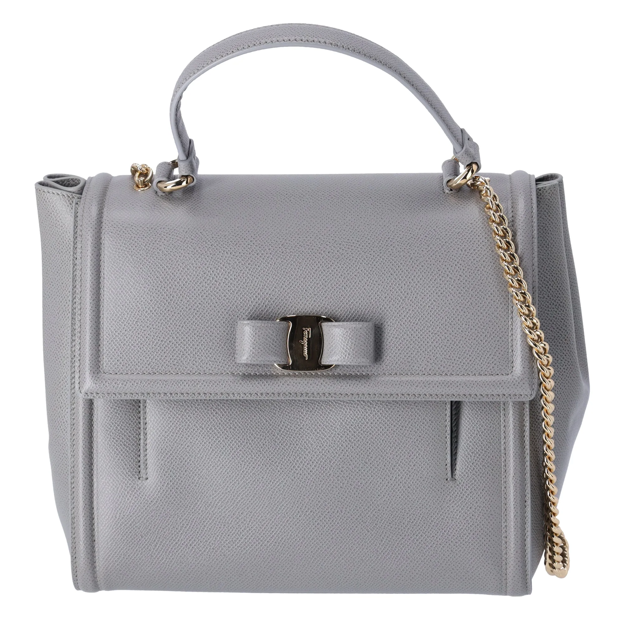 Salvatore Ferragamo Carry Shoulder Bag 21G697 Gray Leather