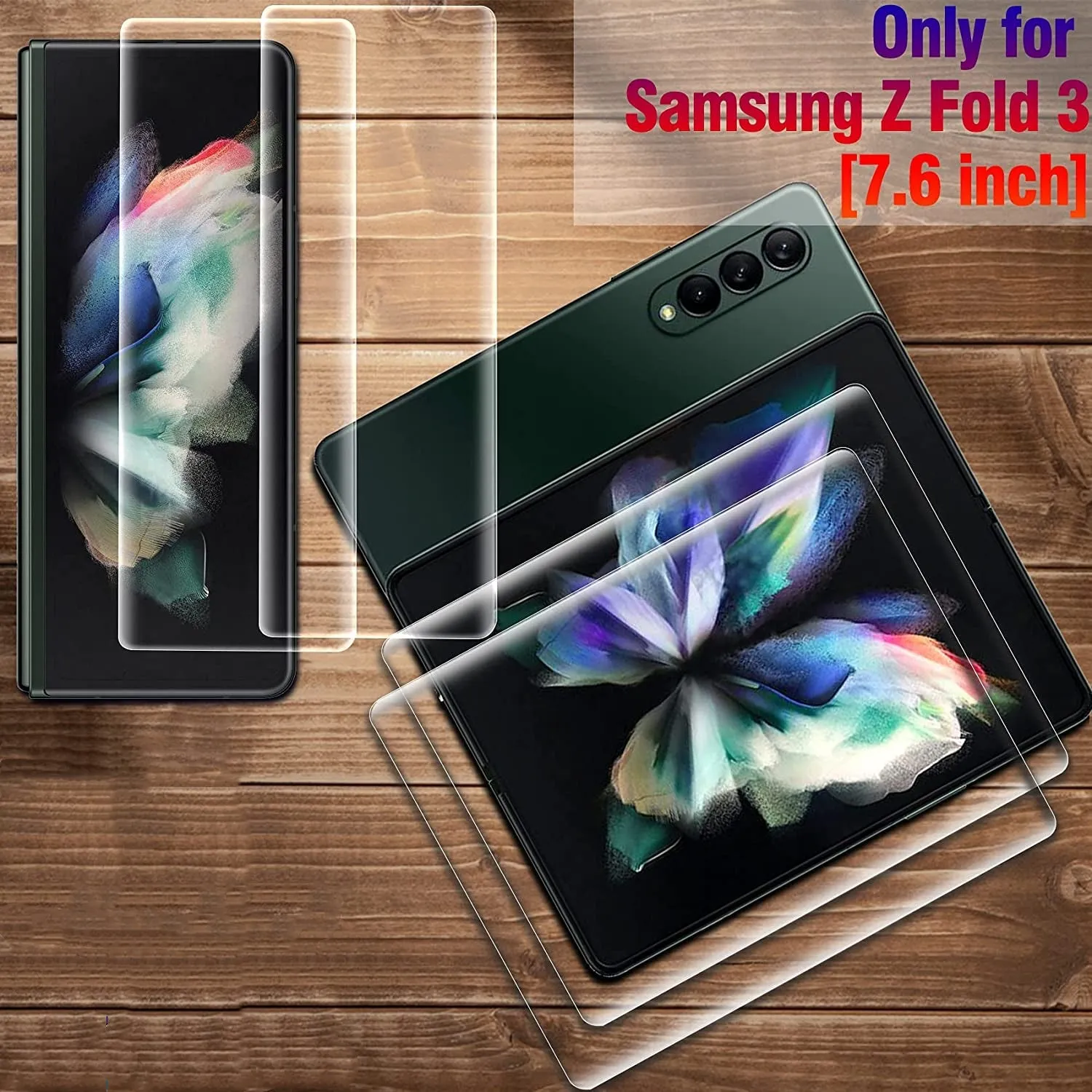 Samsung Galaxy Z Fold 3 5G Full Coverage Hydrogel Soft HD Screen Protector Outside Inside Protective Film on For Z Fold3