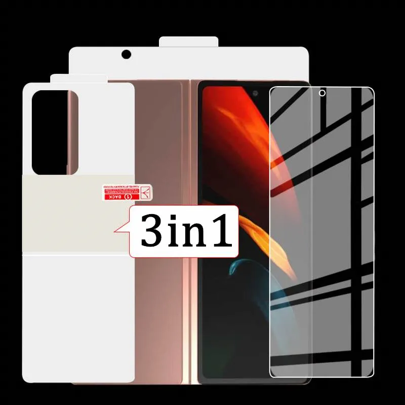 Samsung Galaxy Z Fold 3 5G Full Coverage Hydrogel Soft HD Screen Protector Outside Inside Protective Film on For Z Fold3