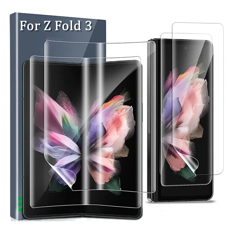 Samsung Galaxy Z Fold 3 5G Full Coverage Hydrogel Soft HD Screen Protector Outside Inside Protective Film on For Z Fold3
