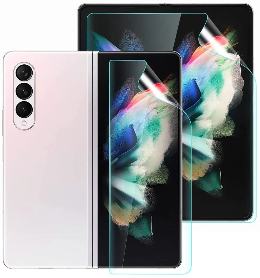Samsung Galaxy Z Fold 3 5G Full Coverage Hydrogel Soft HD Screen Protector Outside Inside Protective Film on For Z Fold3