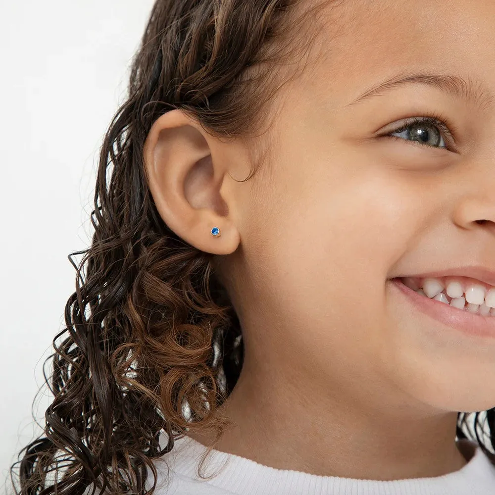 Sapphire Tiny Bezel Little Girl's Stud Earring