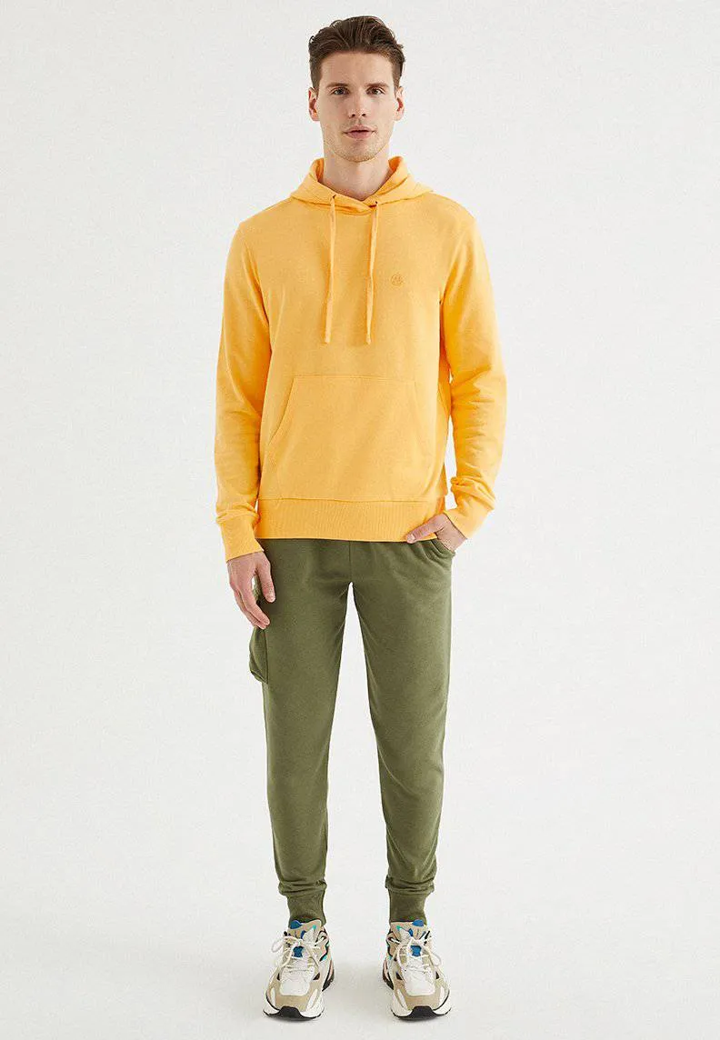 Sarı Kapüşonlu Cepli Pamuklu Regular Fit Erkek Sweatshirt CORE HOODIE w/POCKET