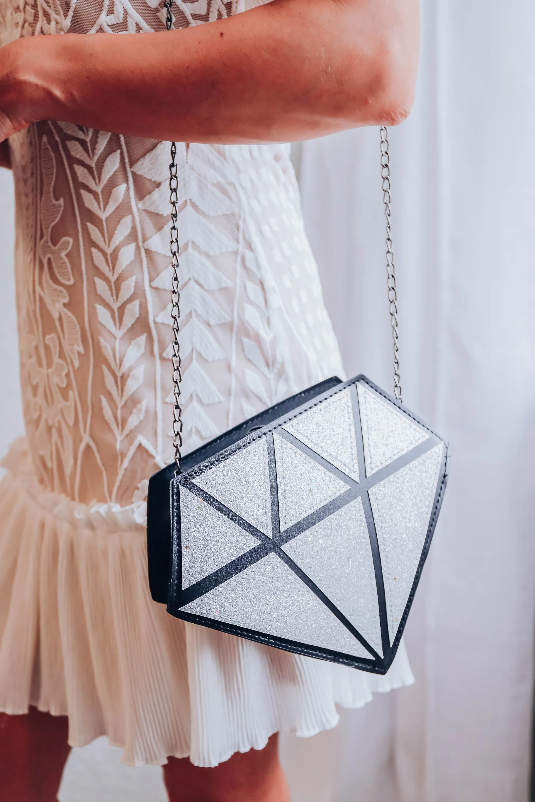 Shimmer & Shine Diamond Crossbody Bag - Silver