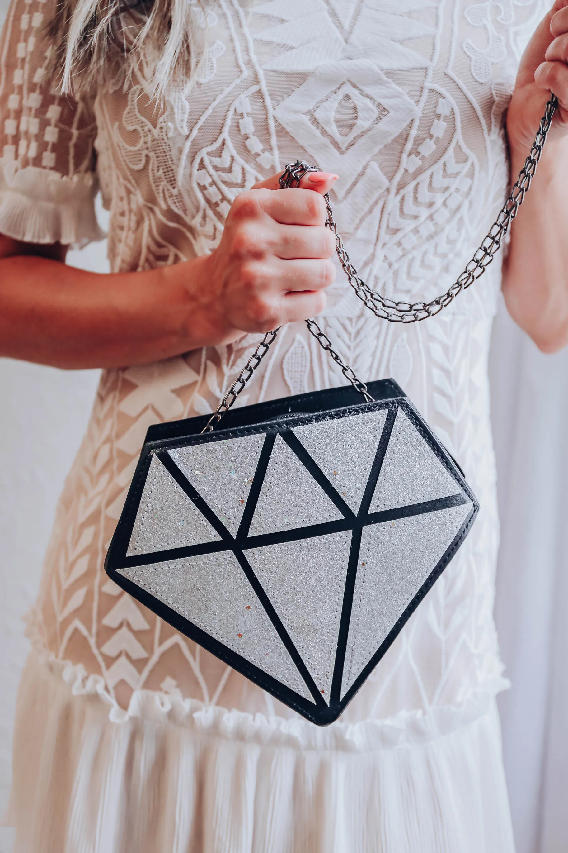 Shimmer & Shine Diamond Crossbody Bag - Silver