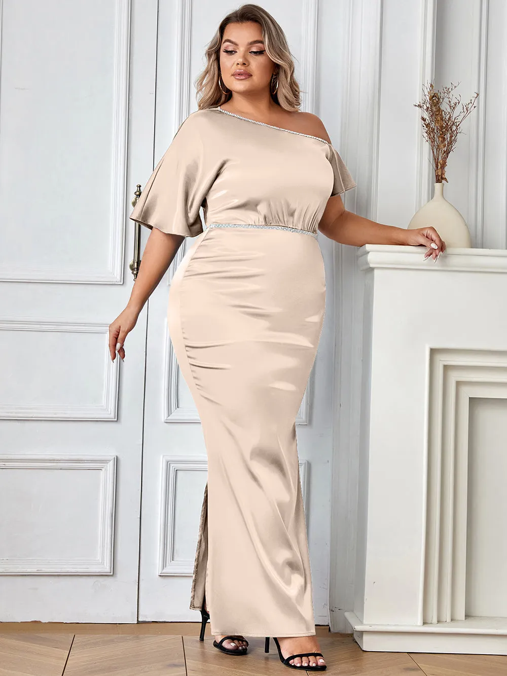 Short Sleeve Simple Maxi Bodycon Dress HB78441