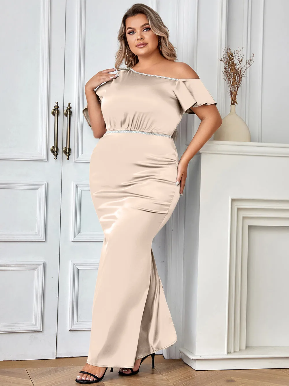 Short Sleeve Simple Maxi Bodycon Dress HB78441