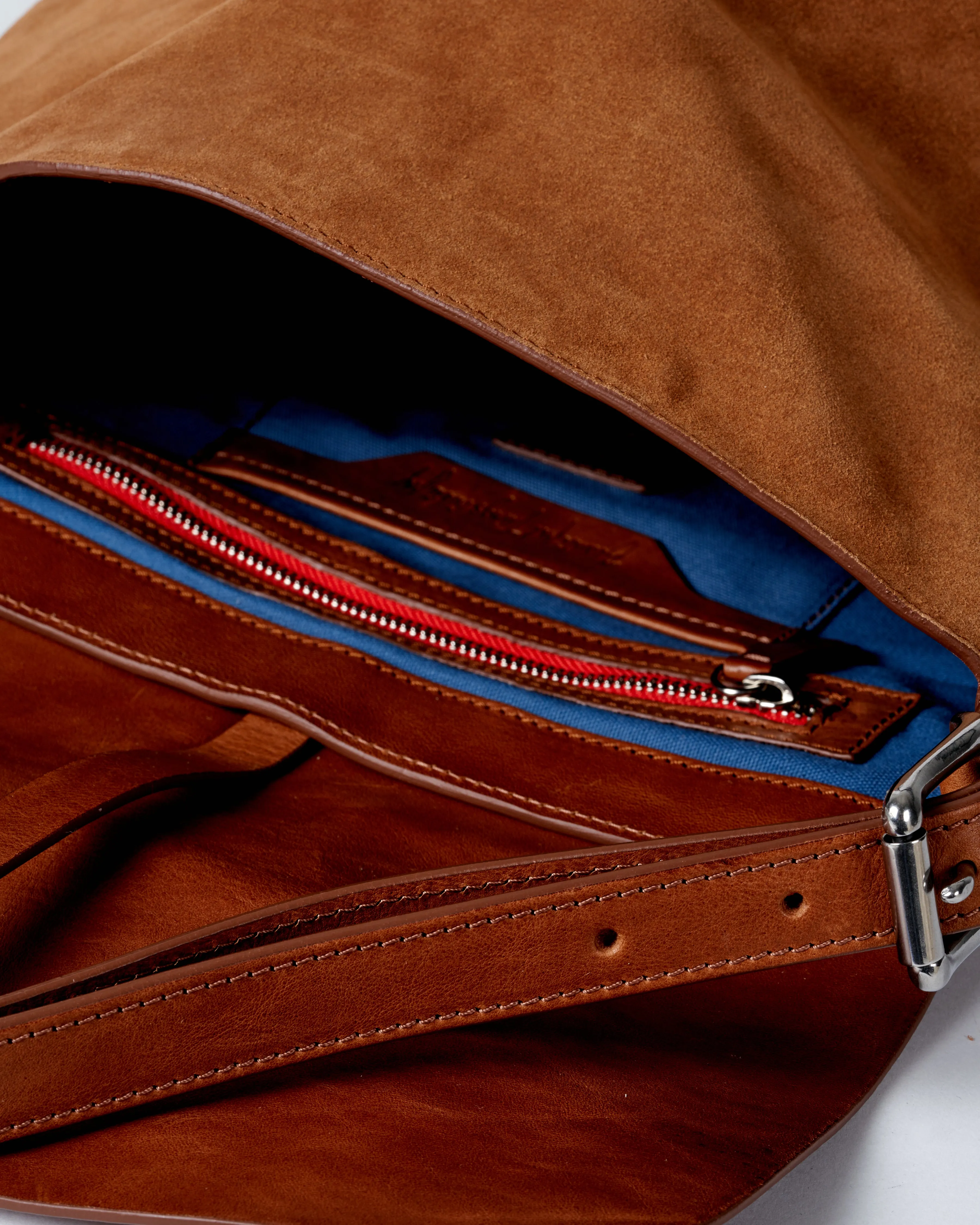 shoulder bag veg.tanned suede calf leather - cuoio