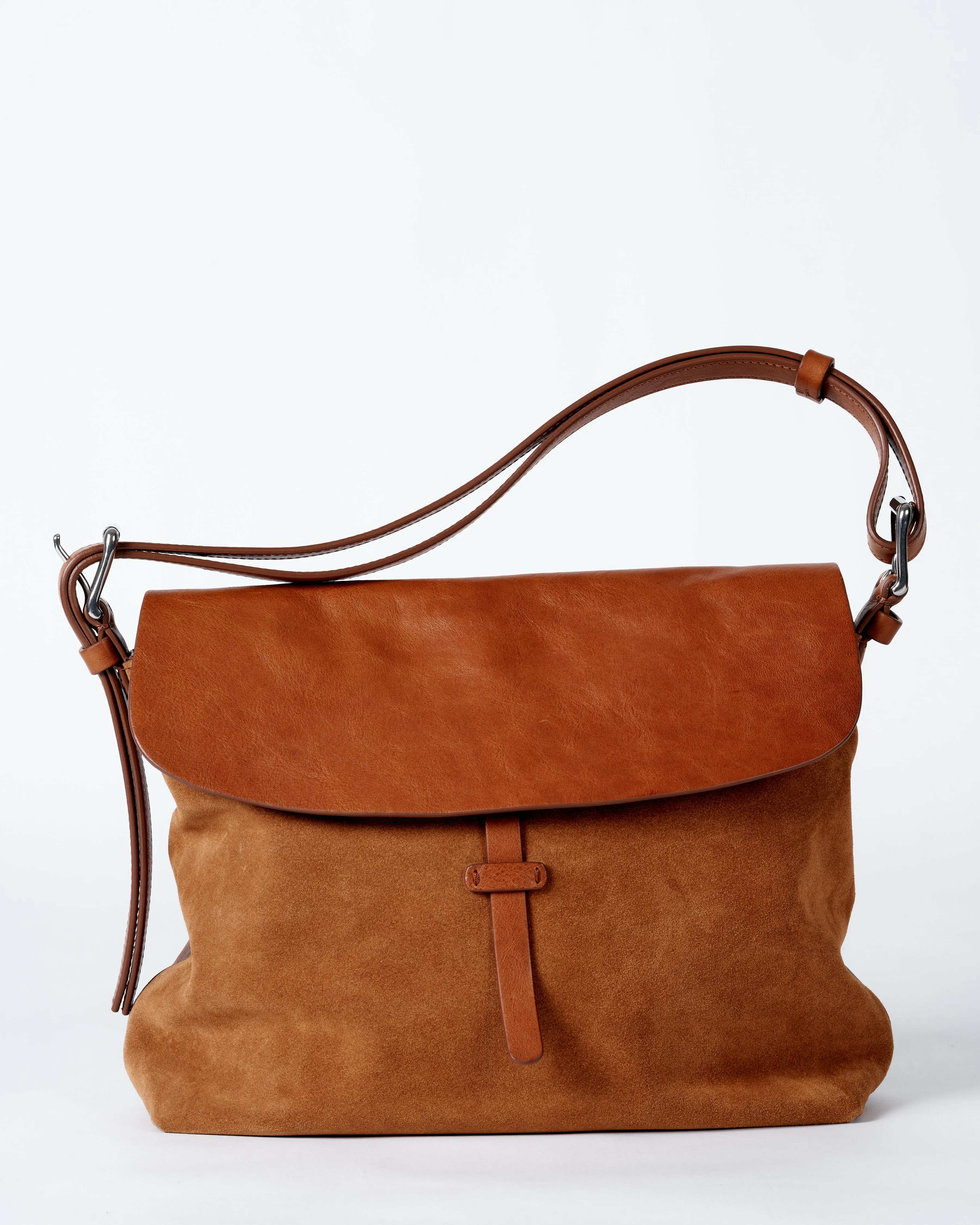 shoulder bag veg.tanned suede calf leather - cuoio