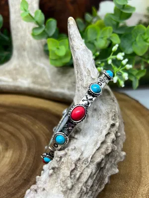 Sicilian Moon & Arrows Stamped Stone Stretch Bracelet