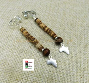 Silver Africa Clip On Earring Beaded Jewelry Women Ethnic Handmade
