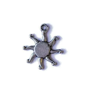 Silver Flat Faced Celestial Sun Charm