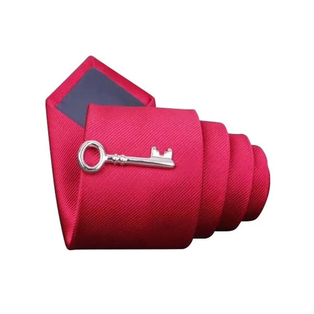 Silver Key To Success Tie Clip Clasp Bar