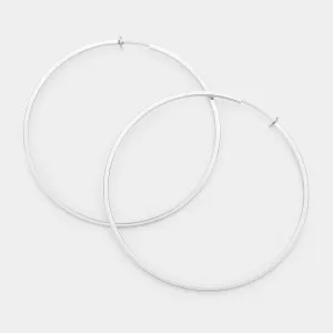Silver Metal Hoop Clip on Earrings | 3.25" | 367055