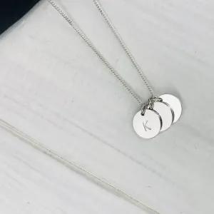 Silver Three Initial Personalised Disc Necklace