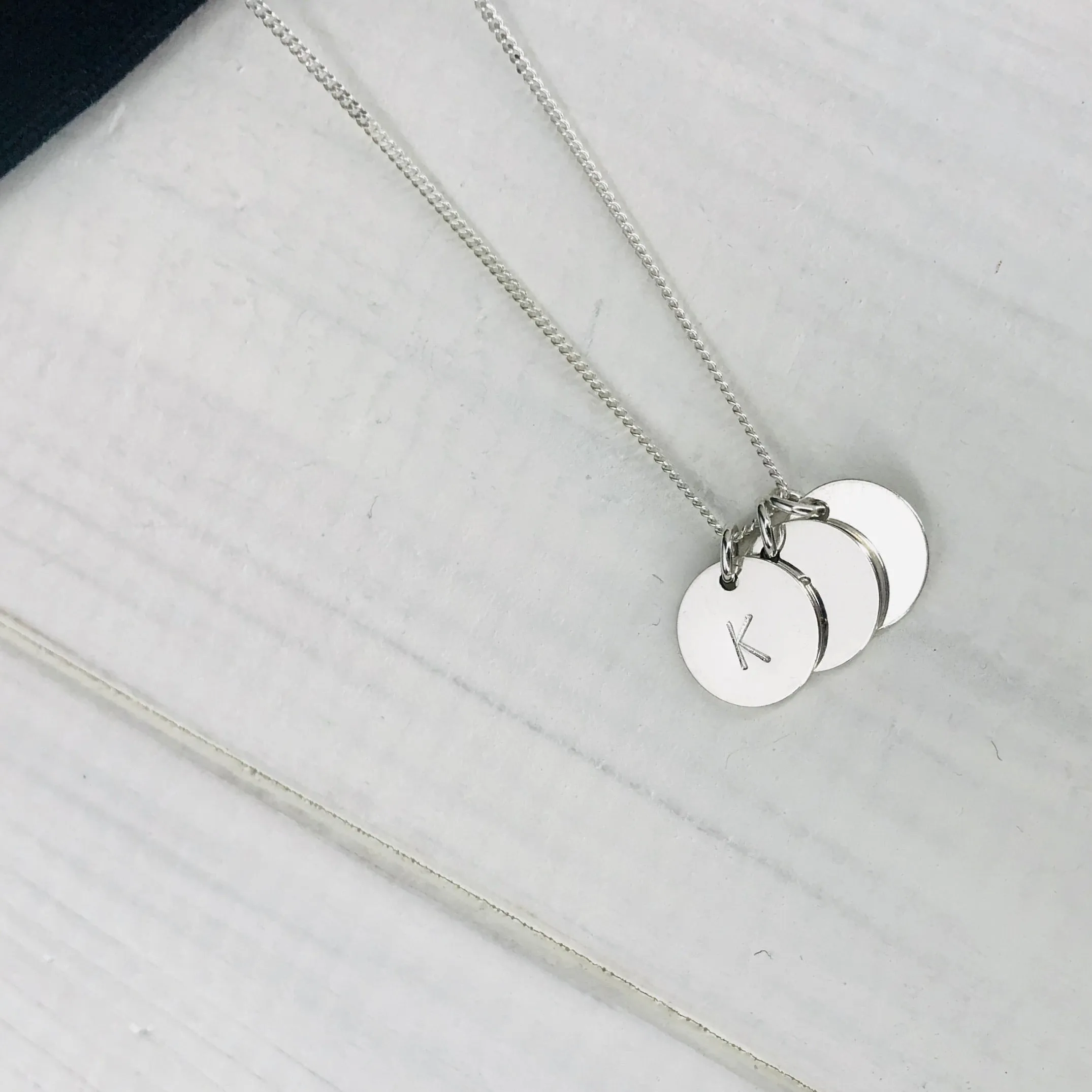 Silver Three Initial Personalised Disc Necklace