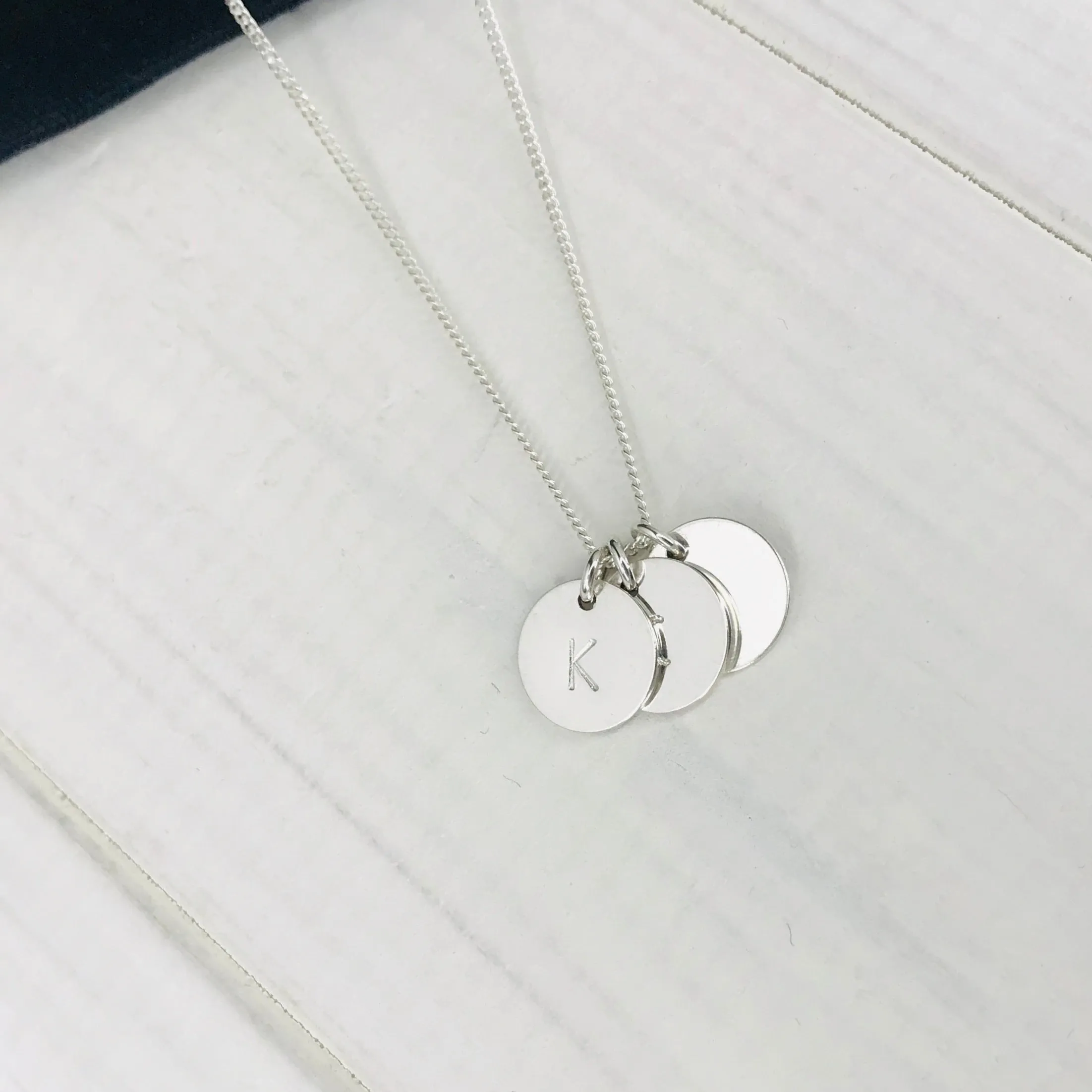 Silver Three Initial Personalised Disc Necklace