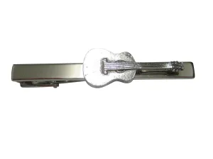 Silver Toned Textured Classic Guitar Square Tie Clip