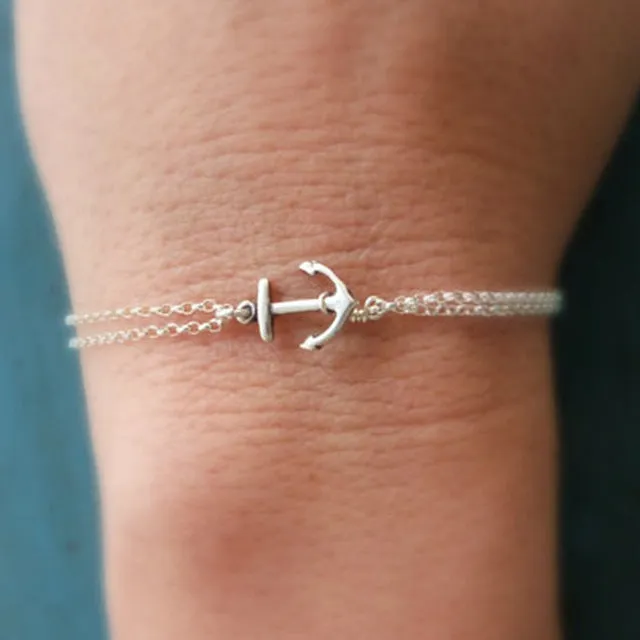 SL1020 pulseras mujer Women Bracelets Double Chain Anchor Tiny Minimalist Jewelry Summer Beach  Bracelet Dainty