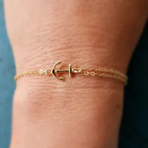 SL1020 pulseras mujer Women Bracelets Double Chain Anchor Tiny Minimalist Jewelry Summer Beach  Bracelet Dainty