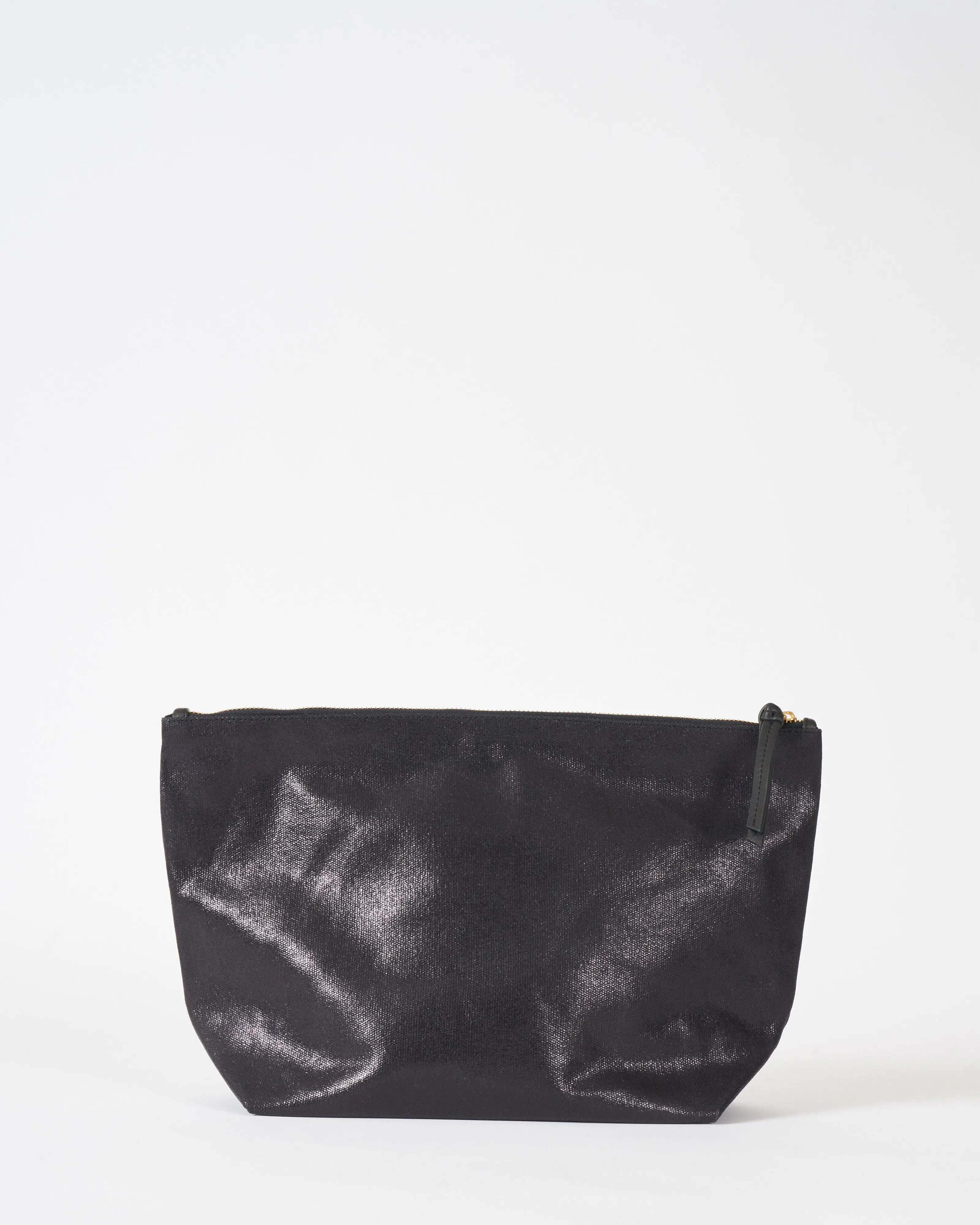 slick black canvas oversized pouch