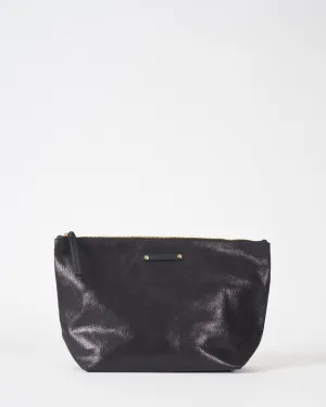 slick black canvas oversized pouch