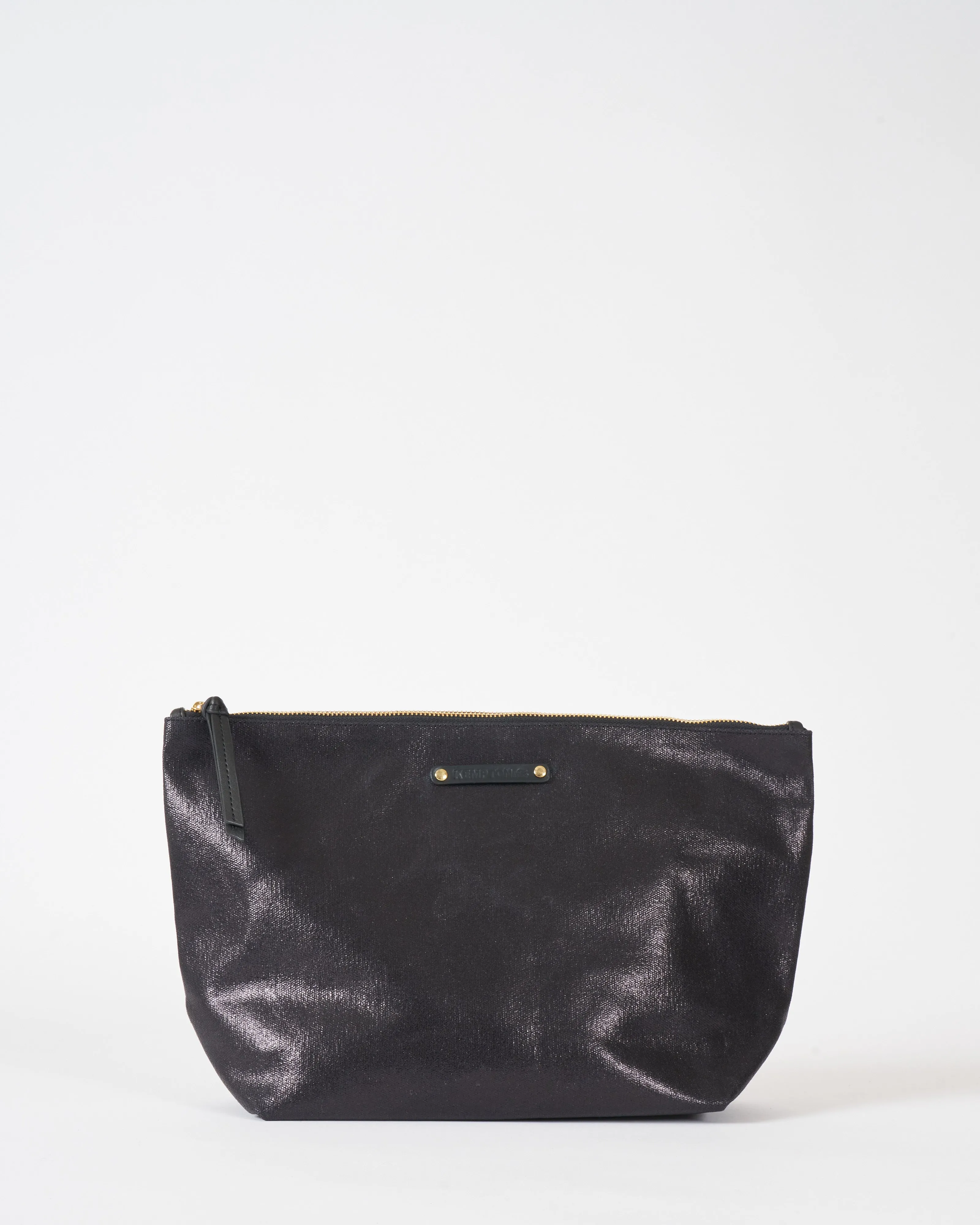 slick black canvas oversized pouch