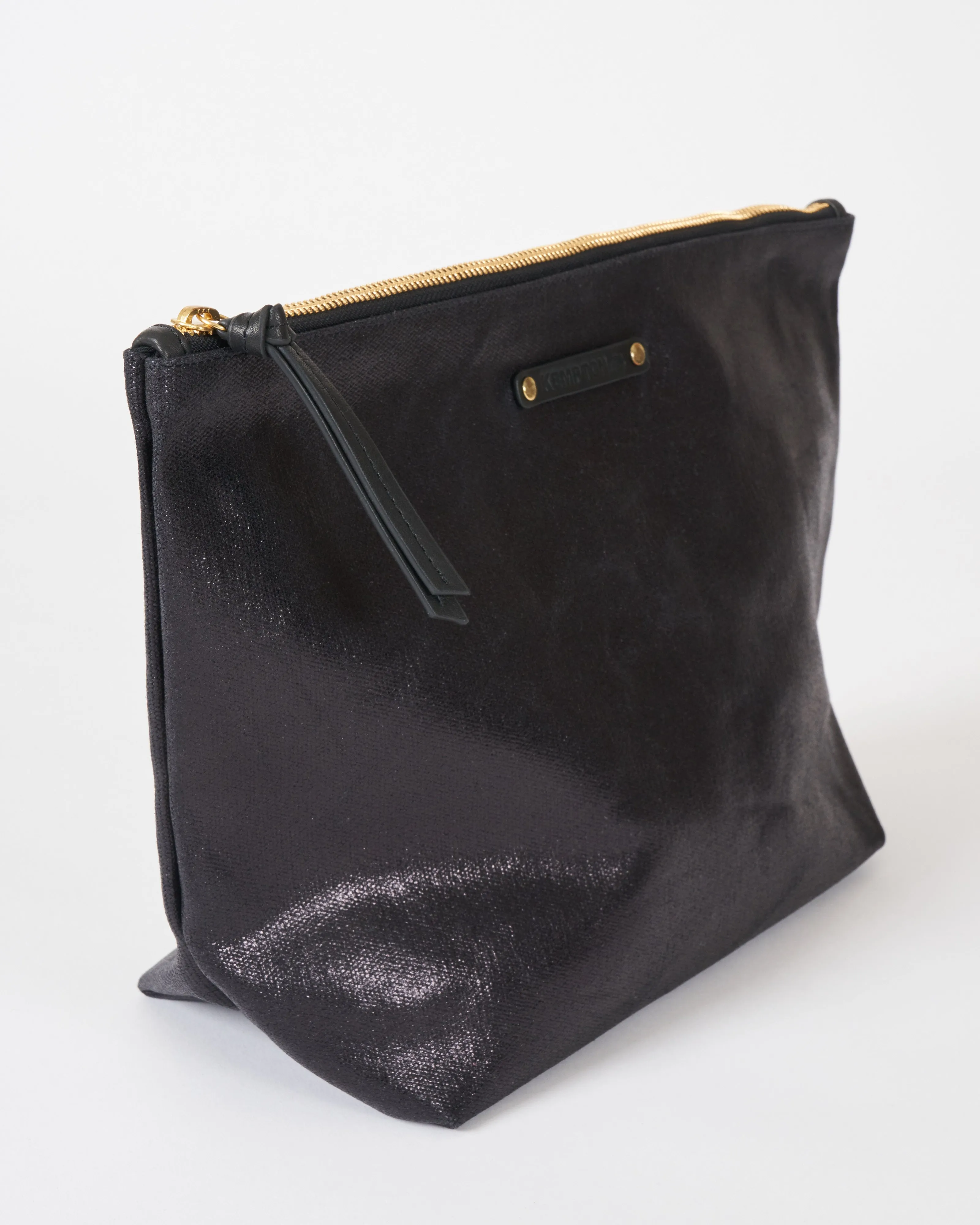 slick black canvas oversized pouch