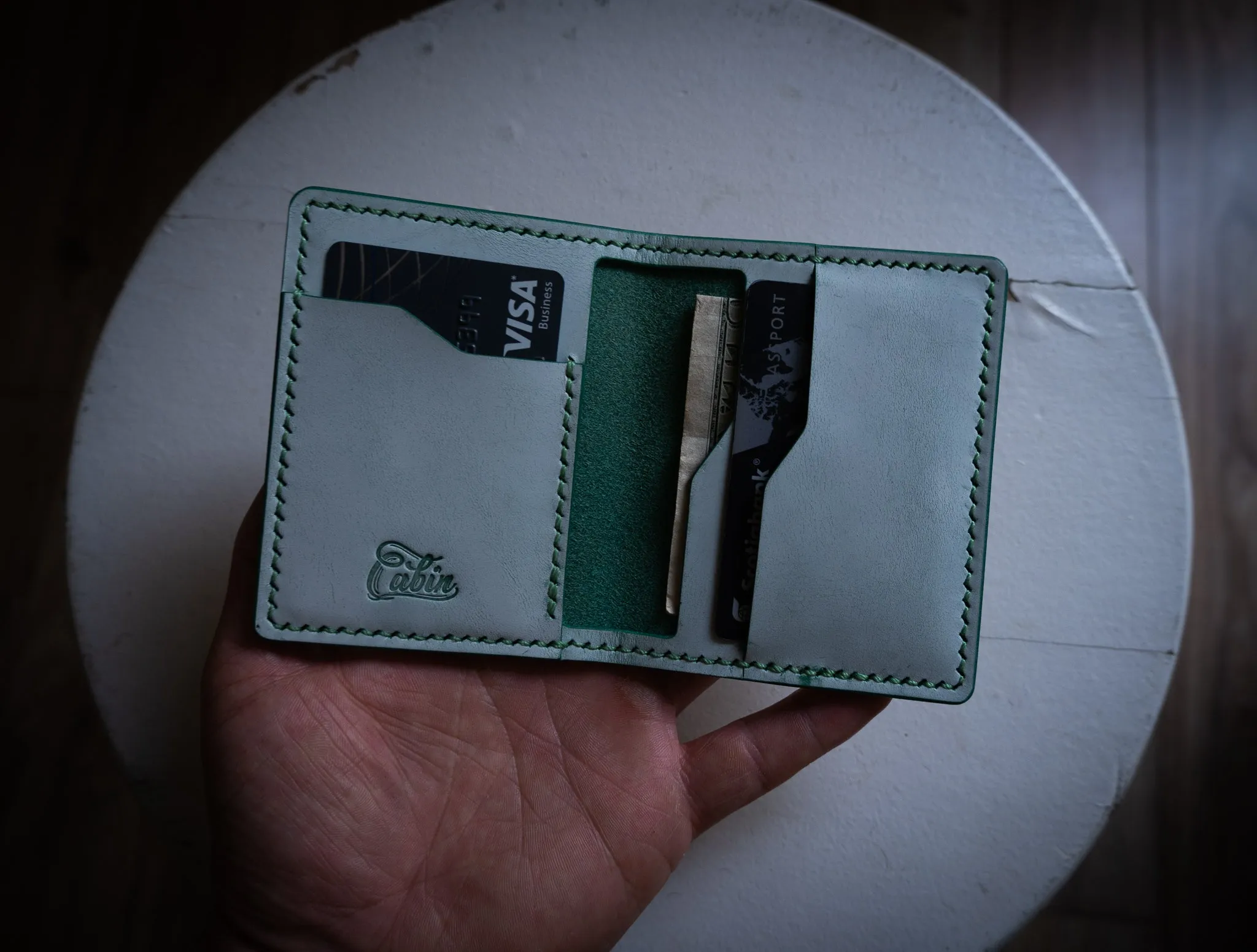 Slim Bi-Fold - Mint Ghost Leather