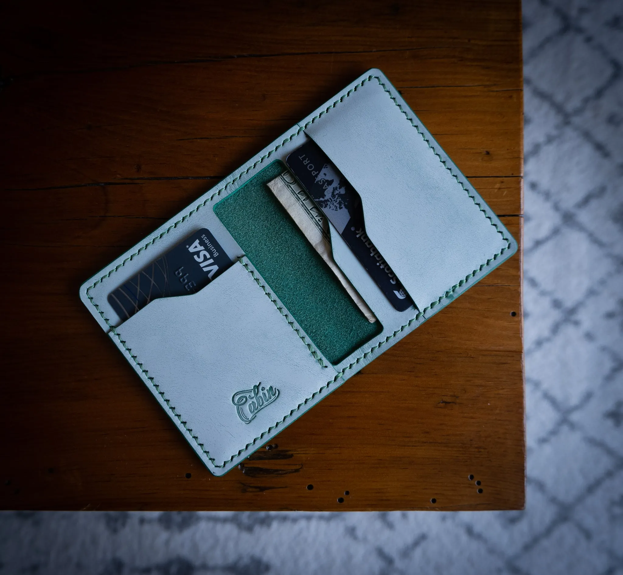 Slim Bi-Fold - Mint Ghost Leather