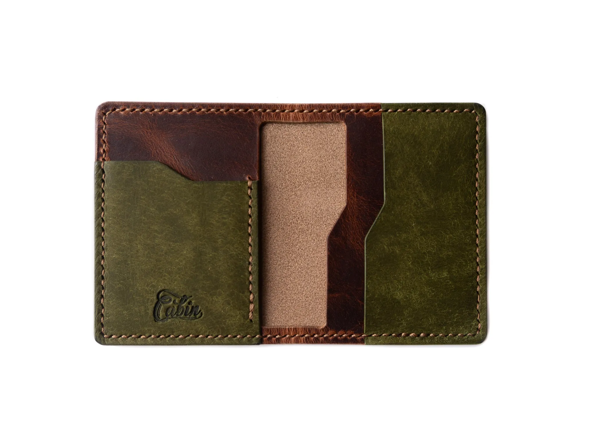 Slim Bi-Fold - Olive and Brown