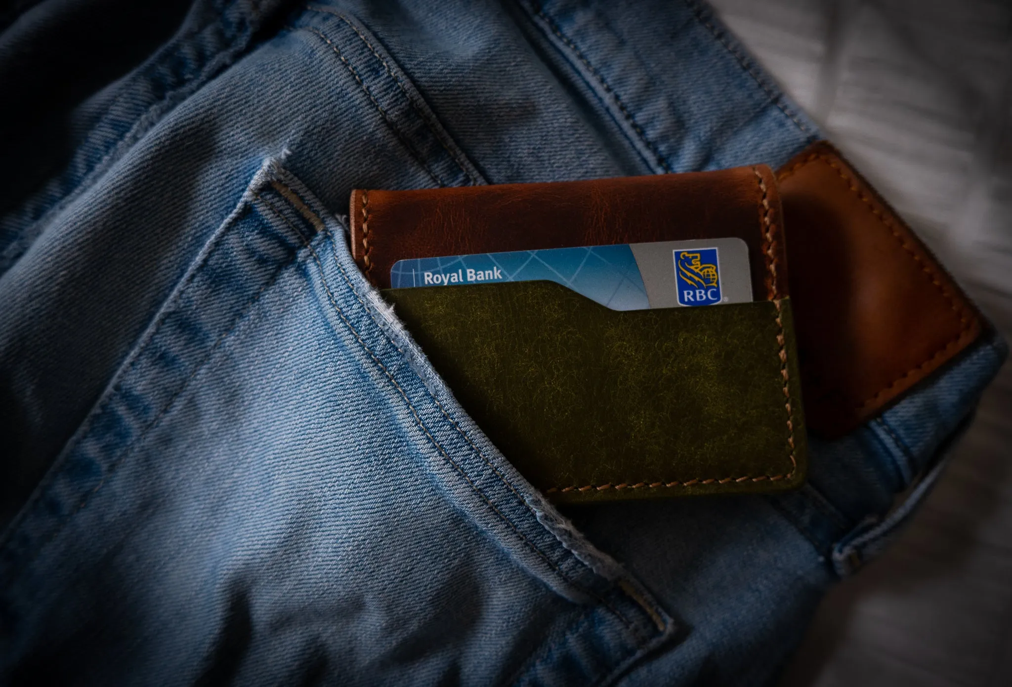 Slim Bi-Fold - Olive and Brown